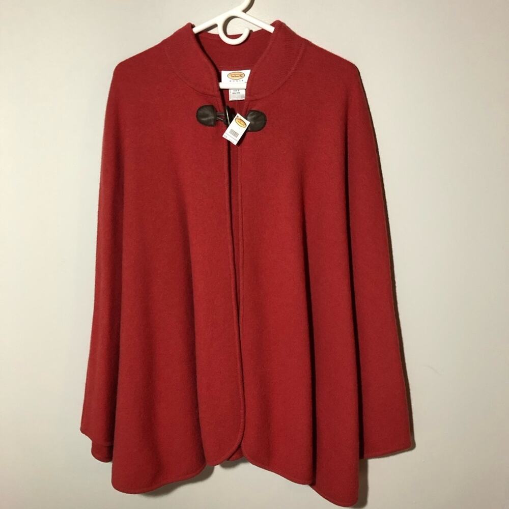 NWT Talbots wool cape womens X/1X coral orange color toggle closure whimsical